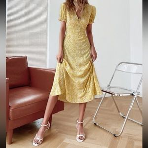 Ditsy floral tie back A-line dress